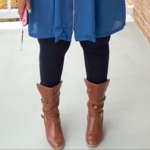 Torrid cafe colored boots with gold buckles